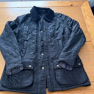 Barbour Black Quilted Jacket with Corduroy Trim